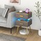 Costway 1/2 PCS Nightstand with Charging Station Bedside Sofa Side Tables with 2 Drawers Grey